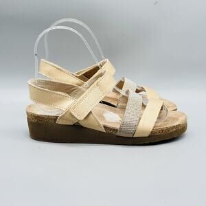 Naot Sandals Womens 5.5 Beige Gold Leather Krista Wedge Strappy Comfort Shoes